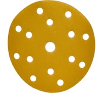 Диск абразивный с липучкой Sandpaper (yellow) 150 мм, 15 отверстий, P320, 5 шт BRUSHTEX 150Y15-320