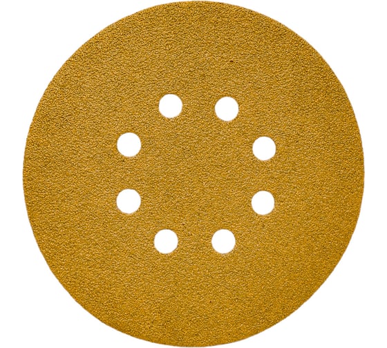 Диск абразивный с липучкой Sandpaper (yellow) 150 мм, 8 отверстий, P60, 5 шт BRUSHTEX 150Y8-60