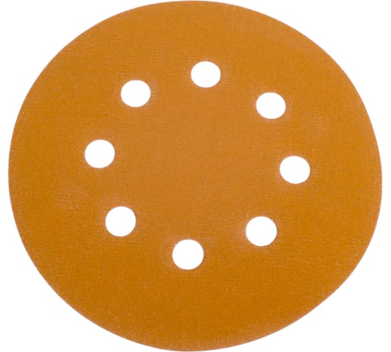 Диск абразивный с липучкой Sandpaper (yellow) 125 мм, 8 отверстий, P320, 10 шт BRUSHTEX 125Y8-320 1