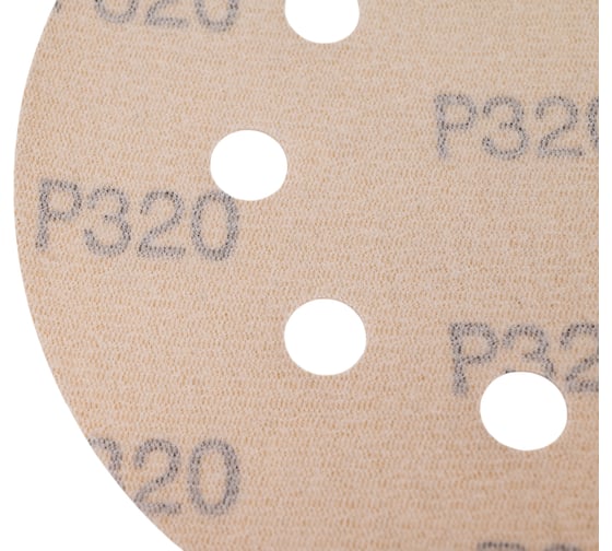 Диск абразивный с липучкой Sandpaper (yellow) 125 мм, 8 отверстий, P320, 10 шт BRUSHTEX 125Y8-320