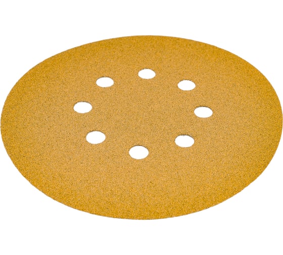 Диск абразивный с липучкой Sandpaper (yellow) 150 мм, 8 отверстий, P80, 5 шт BRUSHTEX 150Y8-80 1