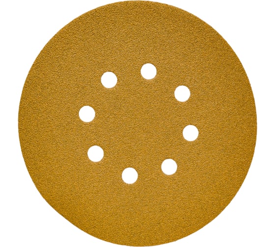 Диск абразивный с липучкой Sandpaper (yellow) 150 мм, 8 отверстий, P80, 5 шт BRUSHTEX 150Y8-80