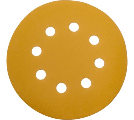 Диск абразивный с липучкой Sandpaper (yellow) 125 мм, 8 отверстий, P400, 10 шт BRUSHTEX 125Y8-400