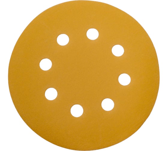 Диск абразивный с липучкой Sandpaper (yellow) 125 мм, 8 отверстий, P400, 10 шт BRUSHTEX 125Y8-400 1
