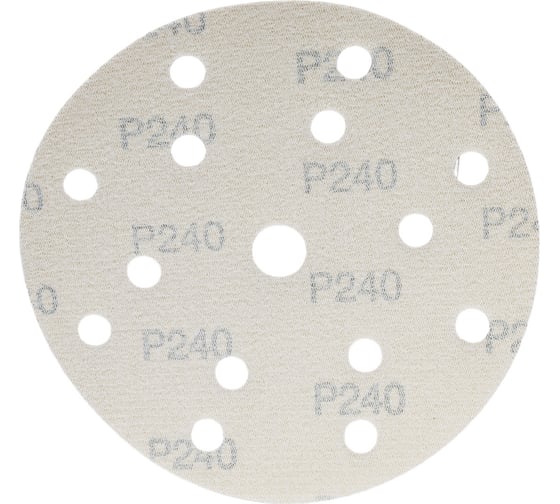 Диск абразивный с липучкой Sandpaper (yellow) 150 мм, 15 отверстий, P240, 5 шт BRUSHTEX 150Y15-240
