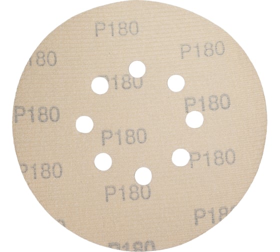 Диск абразивный с липучкой Sandpaper (yellow) 150 мм, 8 отверстий, P180, 5 шт BRUSHTEX 150Y8-180