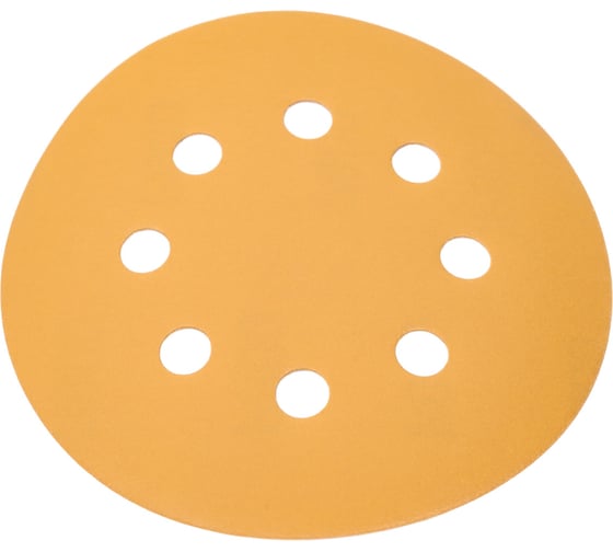 Диск абразивный с липучкой Sandpaper (yellow) 125 мм, 8 отверстий, P800, 10 шт BRUSHTEX 125Y8-800 1