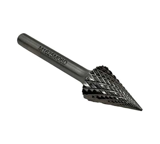 Бор-фреза твердосплавная тип M162506 (коническая с заостренным концом) 16.0 мм, хвостовик 6 мм, двойная насечка TORNERI Т018445 1
