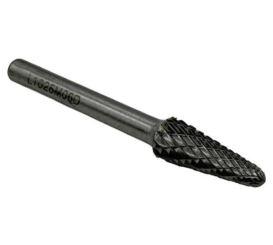 Бор-фреза твердосплавная тип L102506 (коническая с закругленным концом) 10.0 мм, хвостовик 6 мм, двойная насечка TORNERI Т018436