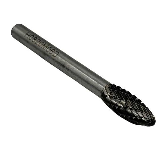 Бор-фреза твердосплавная тип Н082006 (пламевидная) 8.0 мм, хвостовик 6 мм, двойная насечка TORNERI Т018417 1