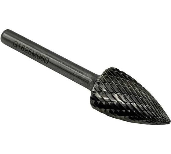 Бор-фреза твердосплавная тип G162506 (сфероконическая с заостренным концом) 16.0 мм, хвостовик 6 мм, двойная насечка TORNERI Т018414