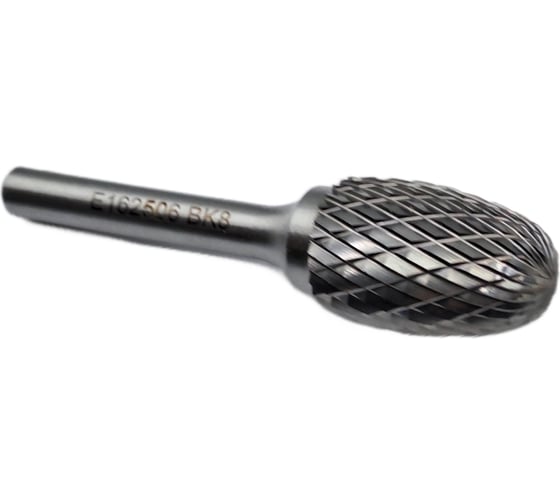 Бор-фреза твердосплавная тип E162506 (овальная) 16.0 мм, хвостовик 6 мм, двойная насечка TORNERI Т018402 1