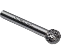 Бор-фреза твердосплавная тип D100906 (сферическая) 10.0 мм, хвостовик 6 мм, двойная насечка TORNERI Т018394