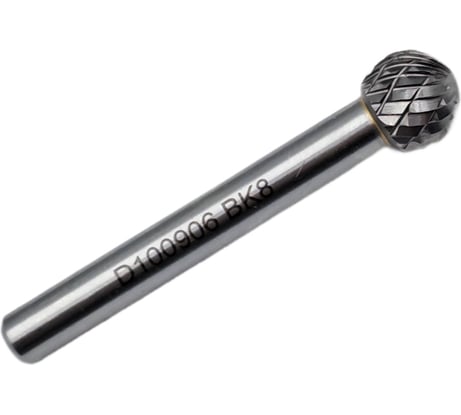 Бор-фреза твердосплавная тип D100906 (сферическая) 10.0 мм, хвостовик 6 мм, двойная насечка TORNERI Т018394