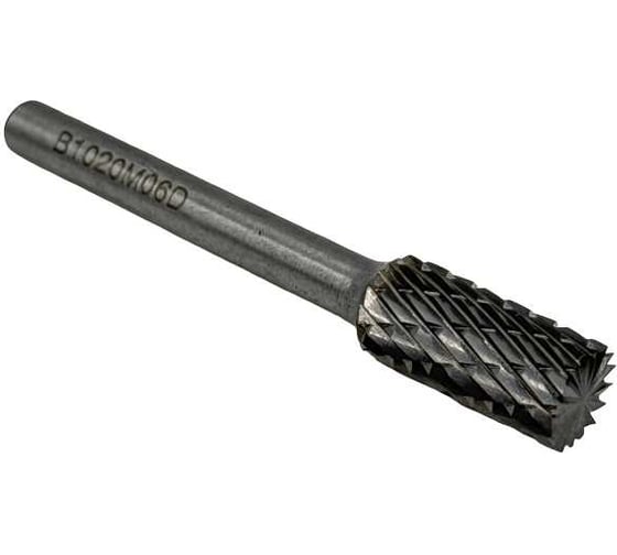 Бор-фреза твердосплавная тип В102006 (цилиндрическая) 10.0 мм, хвостовик 6 мм, торц.зуб, двойная насечка TORNERI Т018382