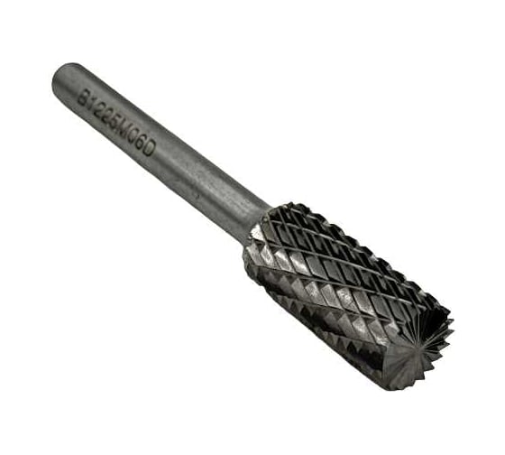 Бор-фреза твердосплавная тип В122506 (цилиндрическая) 12.0 мм, хвостовик 6 мм, торц.зуб, двойная насечка TORNERI Т018383