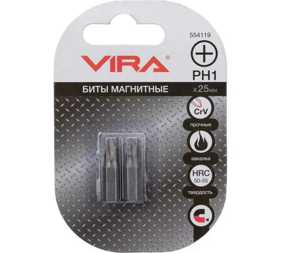 Биты (2 шт, PH1, 25 мм, CRV) VIRA 554119
