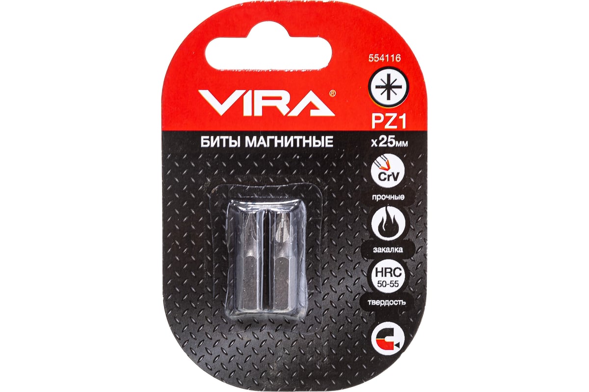Биты (2 шт, PZ1, 25 мм, CRV) VIRA 554116 - выгодная цена, отзывы ...