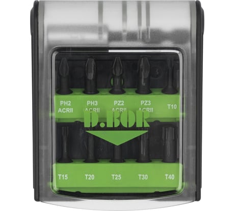 Набор бит IMPACT 11 шт с магнитным держателем Torsion D.BOR D-SET-11C-1-IMP