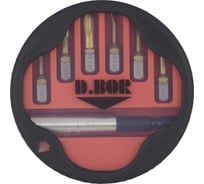 Набор бит TiN-half 7 шт с магнитным держателем D.BOR D-SET-07B-1-TIN