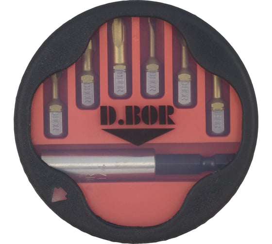 Набор бит TiN-half 7 шт с магнитным держателем D.BOR D-SET-07B-1-TIN 1