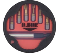 Набор бит TiN-half 7 шт с магнитным держателем D.BOR D-SET-07E-1-TIN