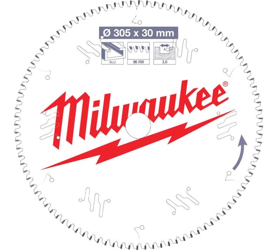 Диск пильный по алюминию (305x30x3 мм; 96Z) для торцовочной пилы Milwaukee 4932471323 1