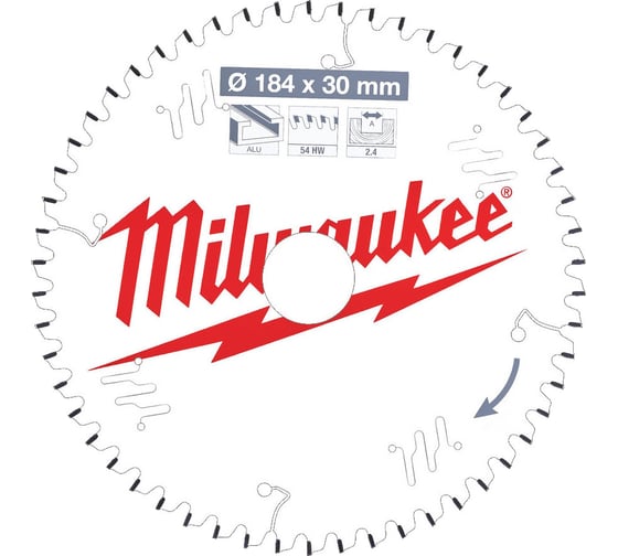 Диск пильный по алюминию (184x30x2.4 мм; 54Z) для торцовочной пилы Milwaukee 4932471299 1