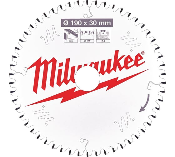 Диск пильный по алюминию (190x30x2.4 мм; 54Z) для торцовочной пилы Milwaukee 4932471303 1