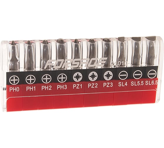 Набор вставок (10 пр; 1/4"DR; PH 0,1,2,3; PZ.1,2,3; SL 4, 5.5, 6.5 мм) Rockforce RF-21010 1
