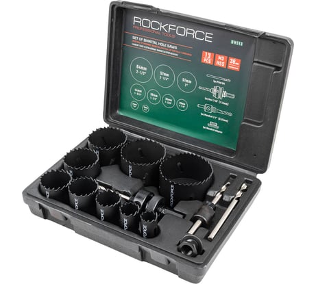 Набор кольцевых биметаллических пил HSS 13 предметов Rockforce RF-BHS13(29661)