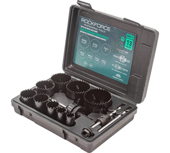 Набор кольцевых биметаллических пил HSS 13 предметов Rockforce RF-BHS13(29661)