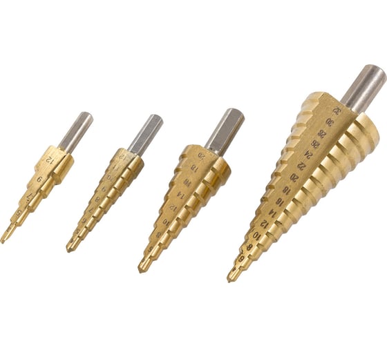 Набор ступенчатых сверл Rockforce HSS 4241, 4 пр. RF-38503(29877) RF-38503/к.29851/(29877)