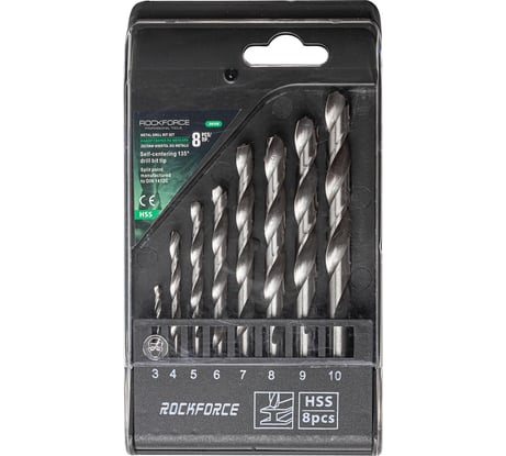 Набор сверл по металлу HSS 8 предметов Rockforce RF-DBS08(29132)