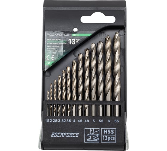 Набор сверл по металлу HSS 13 предметов Rockforce RF-DBS13(29133)