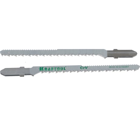 Пилки для электролобзика, Cr-V, по дереву, фанере, ламинату, фигурный рез, EU-хвостовик, шаг 2,5 мм, 75 мм, 2 шт. Kraftool 159514-2,5