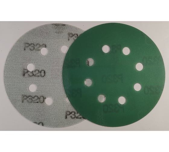 Диск абразивный с липучкой DTC-Film (green) 125 мм, 8 отверстий, зерно P320, 10 шт BRUSHTEX 125G8-320