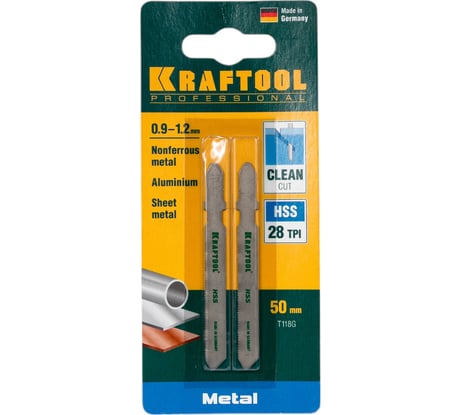 Пилка для лобзика по металлу (55 мм; 0.9 мм; HSS; 2 шт.) KRAFTOOL 159551-0,9