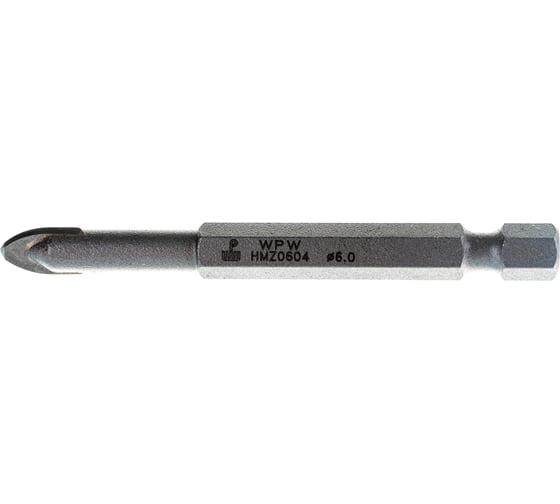 Сверло (6 мм, 70 мм, хвостовик HEX1/4) для стекла и керамики WPW HMZ0604