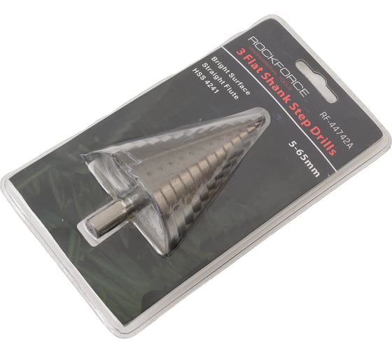 Сверло ступенчатое 5-65 мм HSS4241 в блистере Rockforce RF-44742A(49861)