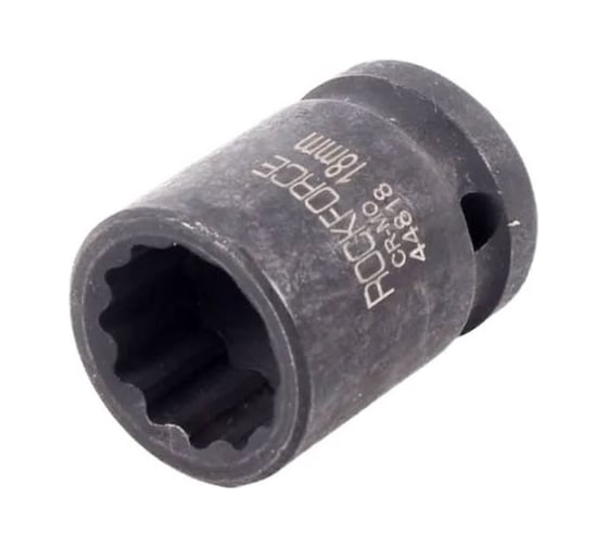 Головка торцевая 18 мм, 1/2", 12-гранная, ударная, L=58 мм, Rockforce RF-44818