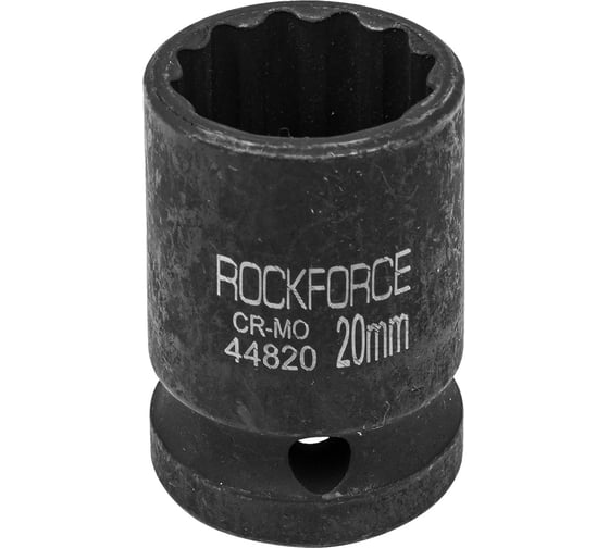 Головка торцевая 20 мм, 1/2", 12-гранная, ударная, L=58 мм, Rockforce RF-44820