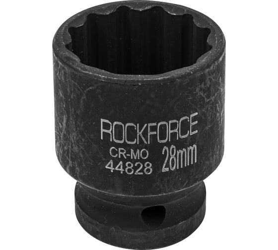 Головка торцевая 28 мм, 1/2", 12-гранная, ударная, L=43 мм, Rockforce RF-44828
