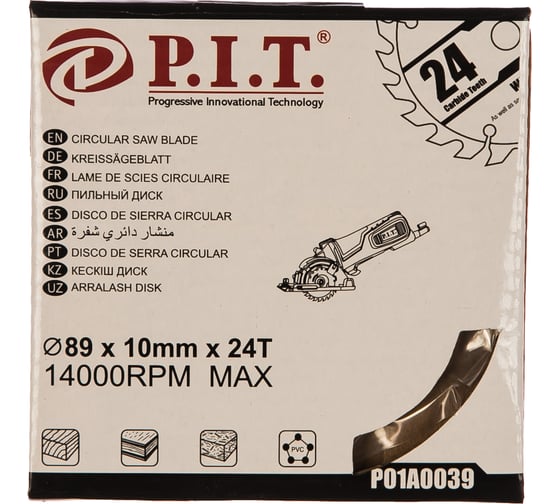 Диск пильный по дереву (89х10 мм; 24Т) для PMS89-C P.I.T. P01A0039