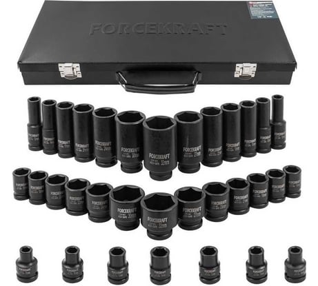 Головки ударные, набор 33 предмета, 1/2" 6-гранний Forcekraft FK-4333-5MPB(56702)