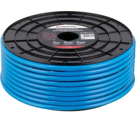 Шланг прямой полиуретановый 8х12 мм, 50 м, пластиковая бобина, STORM INTERTOOL PT-1758