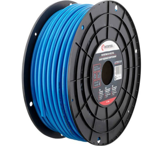 Шланг прямой полиуретановый 6.5х10 мм, 50 м, пластиковая бобина, STORM INTERTOOL PT-1756