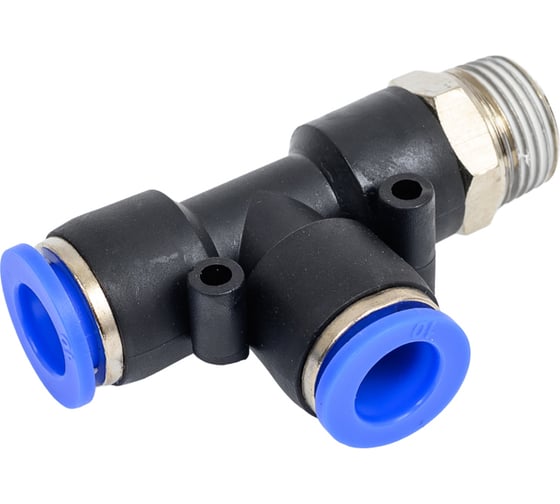 Фитинг Т-образный для пластиковых трубок 10мм с наружной резьбой 3/8" Partner SPD10-03(9348) PA-SPD10-03(9348) 1