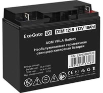 Аккумуляторная батарея DTM 1218 12 V, 18 A*h, клеммы F3, болт М5 с гайкой ExeGate 293360