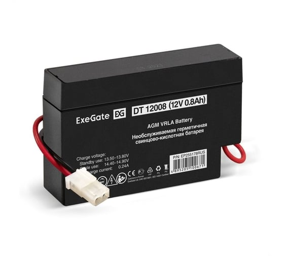Аккумуляторная батарея DT 12008 12 V, 0.8 A*h, с проводом разъем Т9 VHR-2N ExeGate 255178